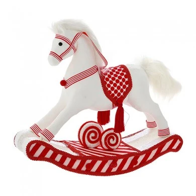 WHITE ROCKING HORSE 40X13X34CM