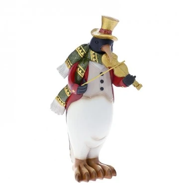 XMAS WHITE RED POLYRESIN PENGUIN 16X16X37CM