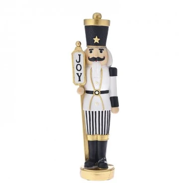 XMAS WHITE BLACK POLYRESIN NUTCRAKER 24X18X81CM.