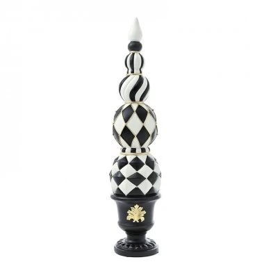 XMAS WHITE BLACK RESIN FINIAL CHRISTMAS TOPIARY D30X129CM
