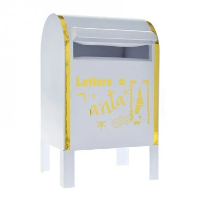 XMAS WHITE GOLD METAL MAILBOX 20X19Χ34CM