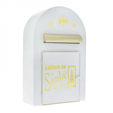 XMAS WHITE GOLD METAL MAILBOX 25X12Χ38CM