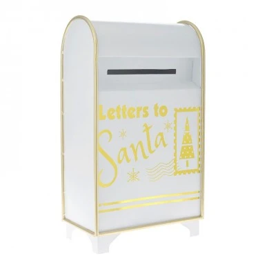 XMAS WHITE GOLD METAL MAILBOX 35Χ22Χ62CM
