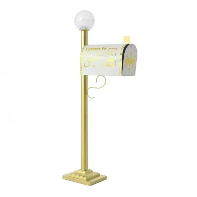 XMAS RED METAL MAILBOX ON A POLE WITH LED LIGHT 46Χ19Χ113CM