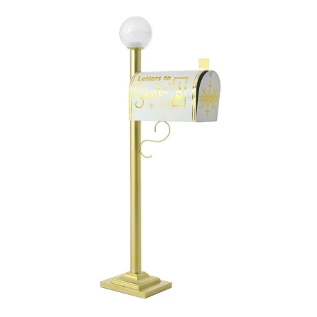 XMAS RED METAL MAILBOX ON A POLE WITH LED LIGHT 46Χ19Χ113CM