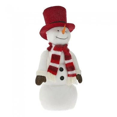 WHITE SNOWMAN WITH RED HAT AND SCARF 30Χ13Χ90CM