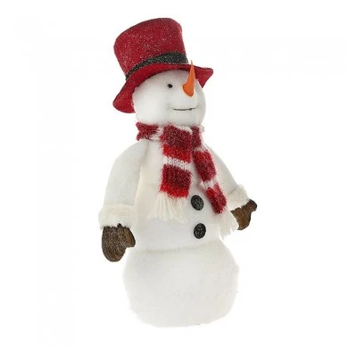 WHITE SNOWMAN WITH RED HAT AND SCARF 33Χ21Χ70CM