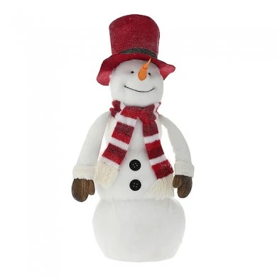 WHITE SNOWMAN WITH RED HAT AND SCARF 40Χ30Χ105CM
