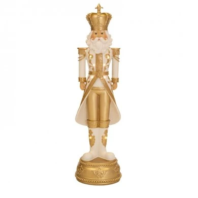 WHITE GOLD RESIN NUTCRACKER 26X92CM