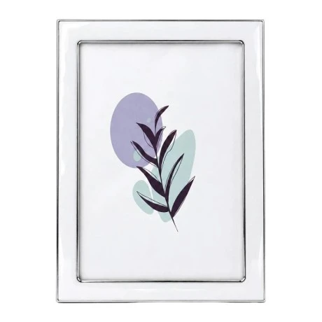 WHITE WITH SILVER COVER METAL PHOTO FRAME WITH LIQUID GLASS EFFECT 19X14CM