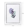 WHITE WITH SILVER COVER METAL PHOTO FRAME WITH LIQUID GLASS EFFECT 19X14CM
