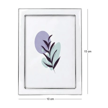 WHITE WITH SILVER COVER METAL PHOTO FRAME WITH LIQUID GLASS EFFECT 19X14CM