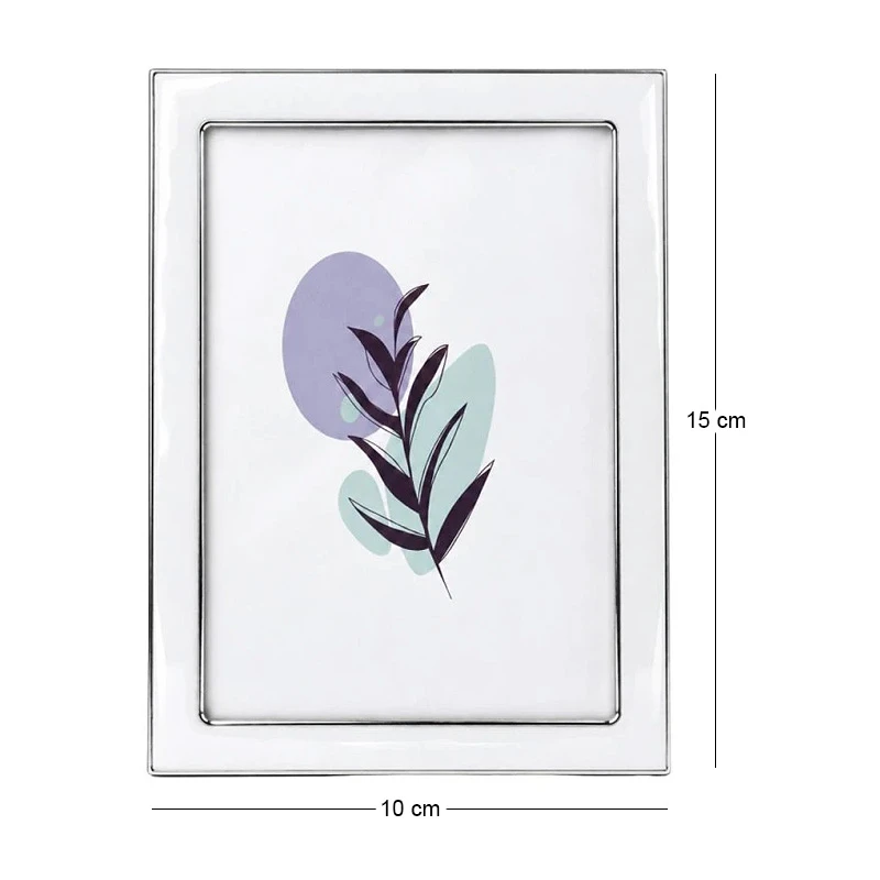 WHITE WITH SILVER COVER METAL PHOTO FRAME WITH LIQUID GLASS EFFECT 19X14CM