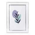 WHITE WITH SILVER COVER METAL FRAME WITH LIQUID GLASS EFFECT 21,5X16,5CM