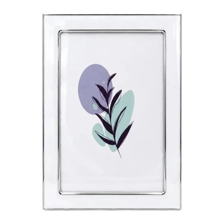 WHITE WITH SILVER COVER METAL FRAME WITH LIQUID GLASS EFFECT 21,5X16,5CM