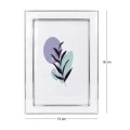 WHITE WITH SILVER COVER METAL FRAME WITH LIQUID GLASS EFFECT 21,5X16,5CM