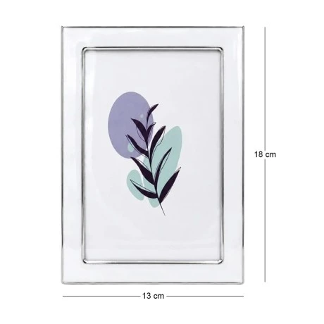 WHITE WITH SILVER COVER METAL FRAME WITH LIQUID GLASS EFFECT 21,5X16,5CM