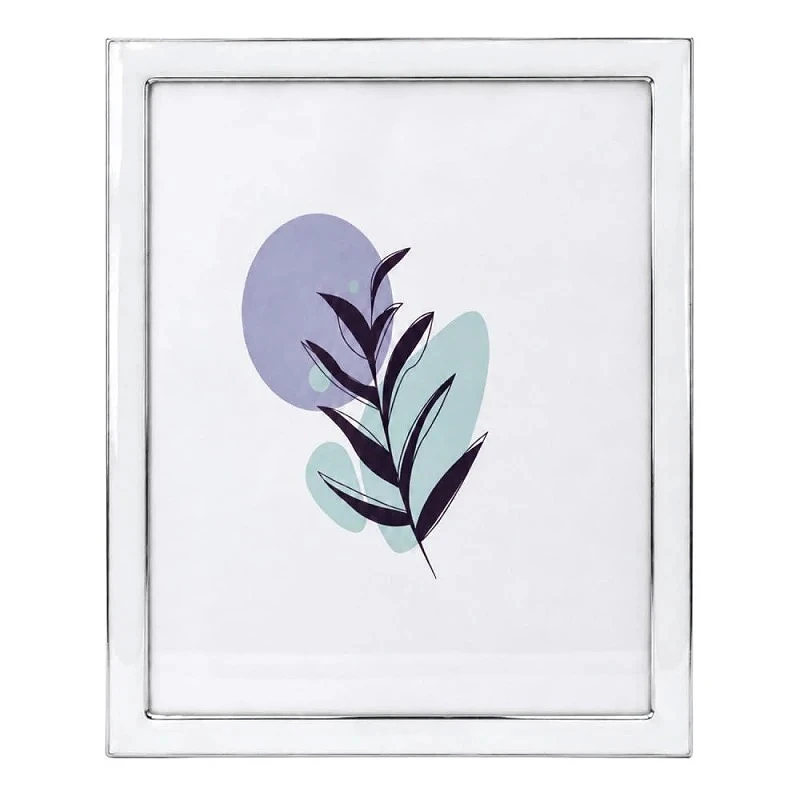 WHITE WITH SILVER COVER METAL PHOTO FRAME WITH LIQUID GLASS EFFECT 29X24CM
