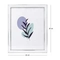 WHITE WITH SILVER COVER METAL PHOTO FRAME WITH LIQUID GLASS EFFECT 29X24CM