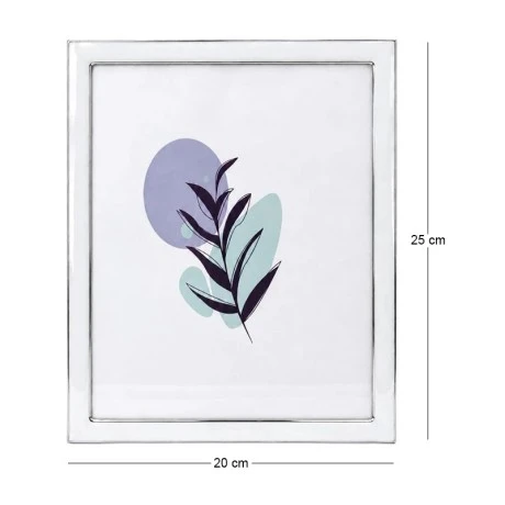 WHITE WITH SILVER COVER METAL PHOTO FRAME WITH LIQUID GLASS EFFECT 29X24CM