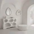 ΛΕΥΚΟ ΕΠΙΠΛΟ ΑΠΌ MDF ΜΕ ΑΚΑΝΟΝΙΣΤΕΣ ΘΗΚΕΣ 120Χ35Χ80ΕΚ