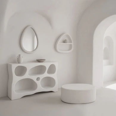 ΛΕΥΚΟ ΕΠΙΠΛΟ ΑΠΌ MDF ΜΕ ΑΚΑΝΟΝΙΣΤΕΣ ΘΗΚΕΣ 120Χ35Χ80ΕΚ