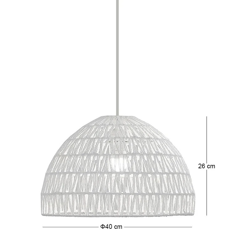 WHITE STRAW PENDANT CEILING LAMP D40Χ26CM