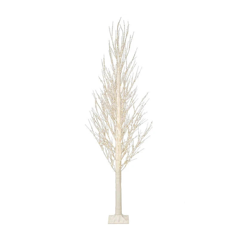 ILLUMINATED XMAS TREE 210CM WITH 1100 WARM WHITE LED ON WHITE METAL BASE 25X25CM