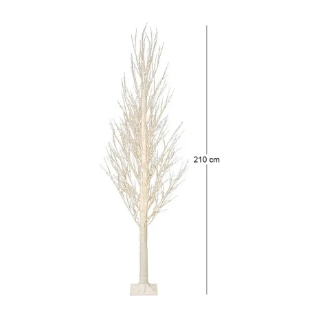 ILLUMINATED XMAS TREE 210CM WITH 1100 WARM WHITE LED ON WHITE METAL BASE 25X25CM