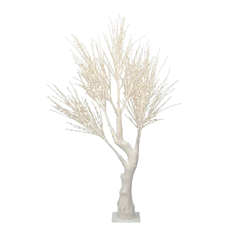 ILLUMINATED XMAS TREE 220CM WITH 3072 WARM WHITE LED ON WHITE METAL BASE 30X30CM