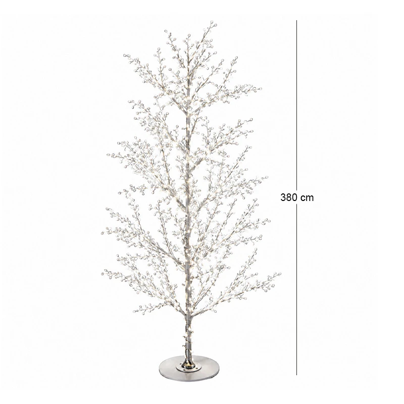 ILLUMINATED XMAS TREE 380CM WITH 2080 WARM WHITE LED ON WHITE METAL BASE