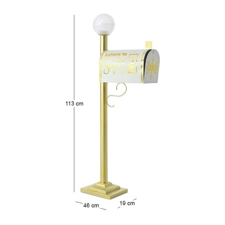 XMAS RED METAL MAILBOX ON A POLE WITH LED LIGHT 46Χ19Χ113CM