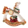 XMAS WHITE  GOLD RESIN ROCKING HORSE 49X18X46CM