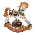 XMAS WHITE  GOLD RESIN ROCKING HORSE 63,5X22X68CM