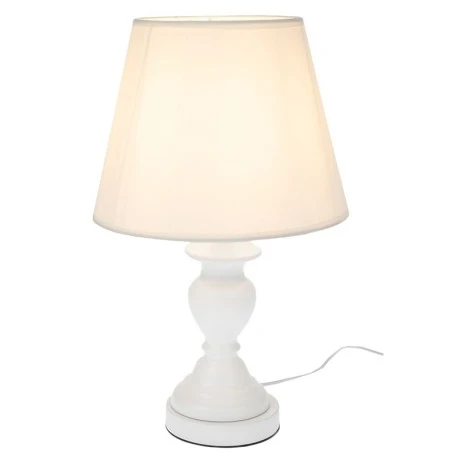 WHITE METAL LAMP WITH WHITE HAT 41CM