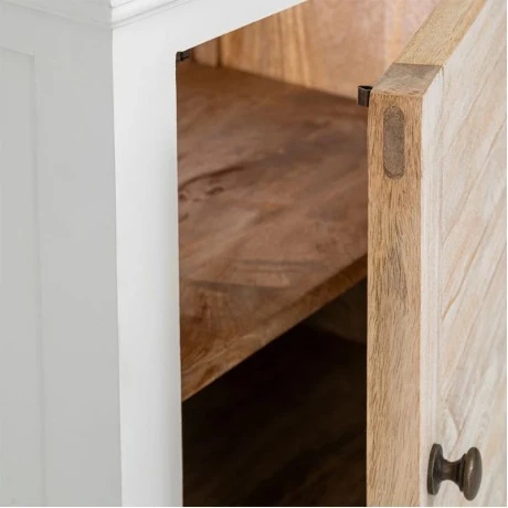 WHITE VINTAGE WOODEN BEDSIDE TABLE 58X35X71CM