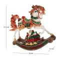 XMAS WHITE COLOUR RESIN WINDING ROCKING HORSE WITH GIFTS AND MUSIC 20,5X7,5X21,5CM