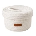 WHITE PAPER ROPE BASKET WITH LID D17X10CM