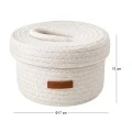 WHITE PAPER ROPE BASKET WITH LID D17X10CM