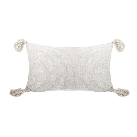 COTTON FABRIC FILLED CUSHION WHITE COLOR 50X33CM