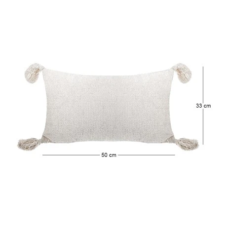 COTTON FABRIC FILLED CUSHION WHITE COLOR 50X33CM