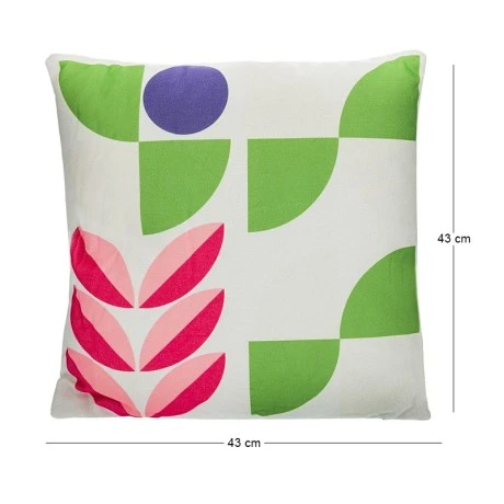 COTTON FABRIC FILLED CUSHION WHITE COLOR WITH COLOURFUL DESIGNS 45X45CM