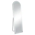 WHITE METAL FLOOR MIRROR WITH TOUCH SCREEN LED LIGHT  D50X170CM