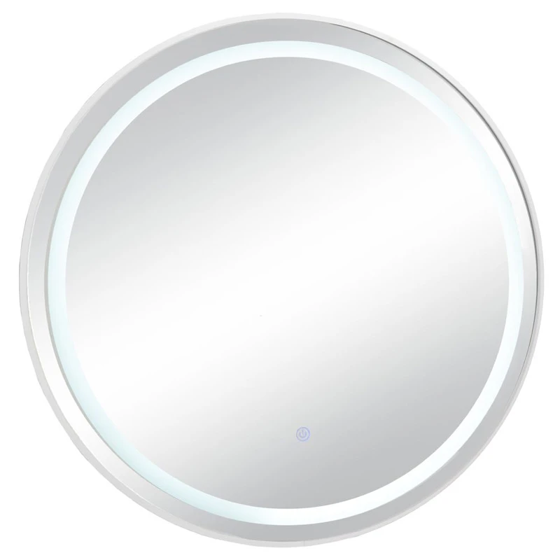 WHITE CIRCLE MIRROR WITH TOUCH SCREEN LED LIGHT D70CM