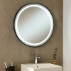 WHITE CIRCLE MIRROR WITH TOUCH SCREEN LED LIGHT D70CM