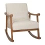 LOUNGE ROCKING CHAIR IN RUBBER WOOD WITH CREAM BOUQUET FABRIC 77Χ64Χ88CM