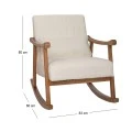 LOUNGE ROCKING CHAIR IN RUBBER WOOD WITH CREAM BOUQUET FABRIC 77Χ64Χ88CM