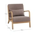 WOODEN ARMCHAIR WITH GREY REMOVABLE CUSHION 66X87X74CM