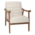 LOUNGE ARMCHAIR MADE OF RUBBER WOOD WITH CREAM BOUCLE FABRIC 81X66X81CM