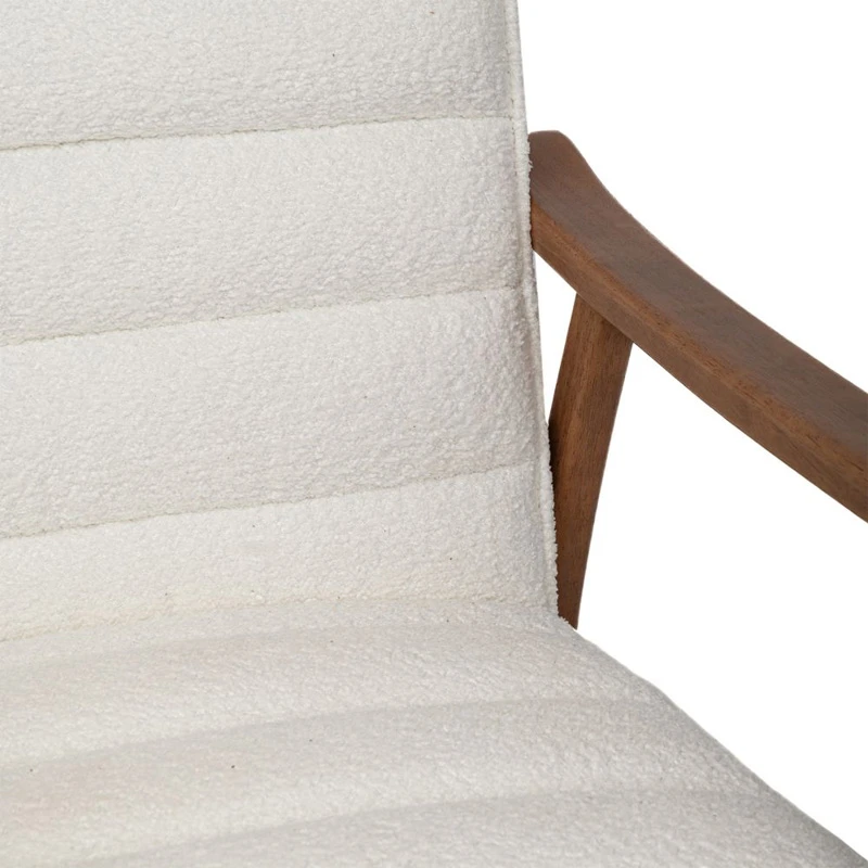 LOUNGE ARMCHAIR MADE OF RUBBER WOOD WITH CREAM BOUCLE FABRIC 81X66X81CM